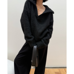 拖延症 / 深v领针织毛衣 慵懒宽松加厚上衣 2025秋冬