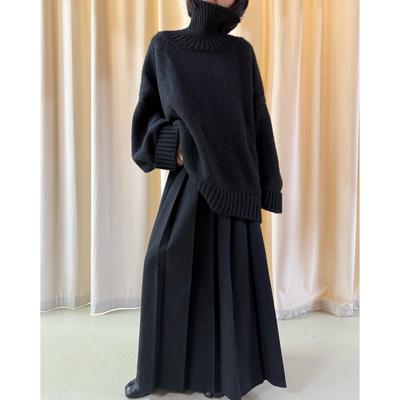 廓形宽松毛衣拖延症慵懒风高领