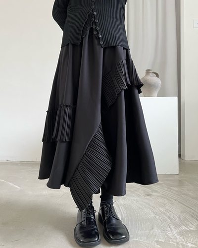 不规则A字裙中长裙设计感