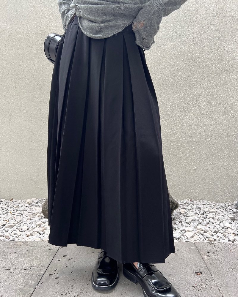 拖延症中长裙百褶裙A字裙百褶