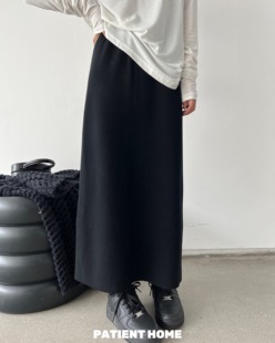 拖延症 / 直筒针织半身裙 小众高腰简约显瘦开叉裙子