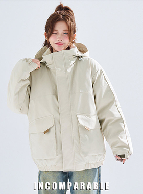 【iN】日系秋冬户外防水防风工装冲锋衣外套男登山棉衣夹克棉服女