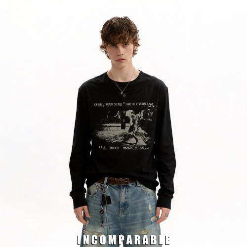 王橹杰同款假两件长袖T恤