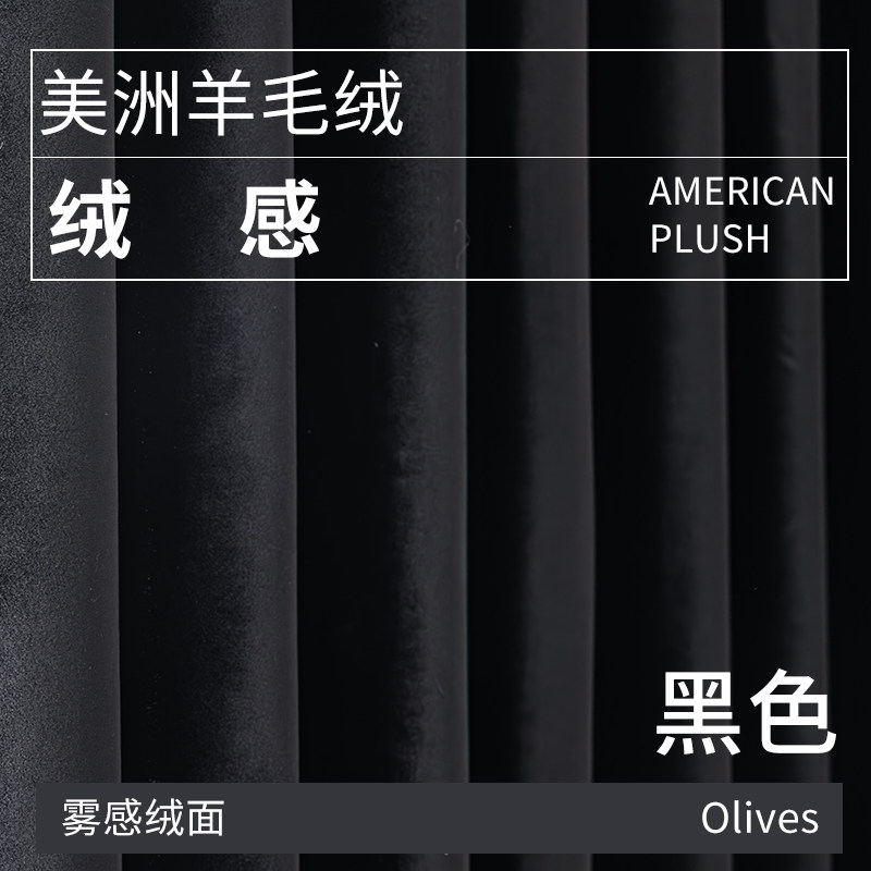 新款黑色丝绒窗帘全遮光卧室舞蹈室落地窗客厅直播背景羊毛绒定制