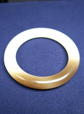 新疆和田玉糖羊脂白玉半糖半白黄糖胖圆条手镯女款