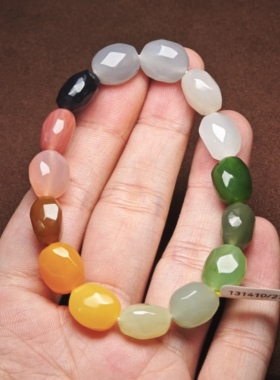 精品和田玉碧玉糖玉白玉烟紫黄口南红晴水藕粉多宝渐变女手串单圈