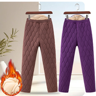 妈妈装 加厚菱格纹棉裤 冬季 高腰大码 中老年人棉裤 厚裤 女德绒保暖裤