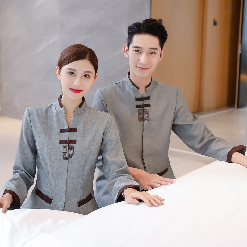 酒店宾馆客房工作服中国风保洁服养老馆足浴按摩技师制服秋冬装女在类目 女装/女士精品, 套装/学生校服/工作制服, 酒店工作制服中 - 来自Buy2taobao.com提供专业的淘宝代购服务