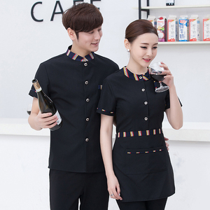 京捌夏季酒店工作服短袖 饭店餐厅农家乐服务员工作服半袖 烧烤工