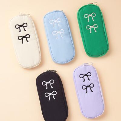 【韩国原装进口正品】Antenna shop蝴蝶结刺绣笔袋大容量文具收纳