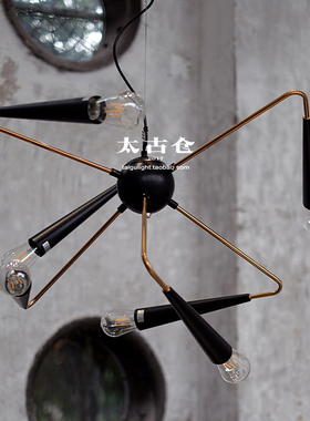 太古仓Loft工业风设计感黄铜铁艺吊灯餐厅灯艺术样板房吧台装饰灯