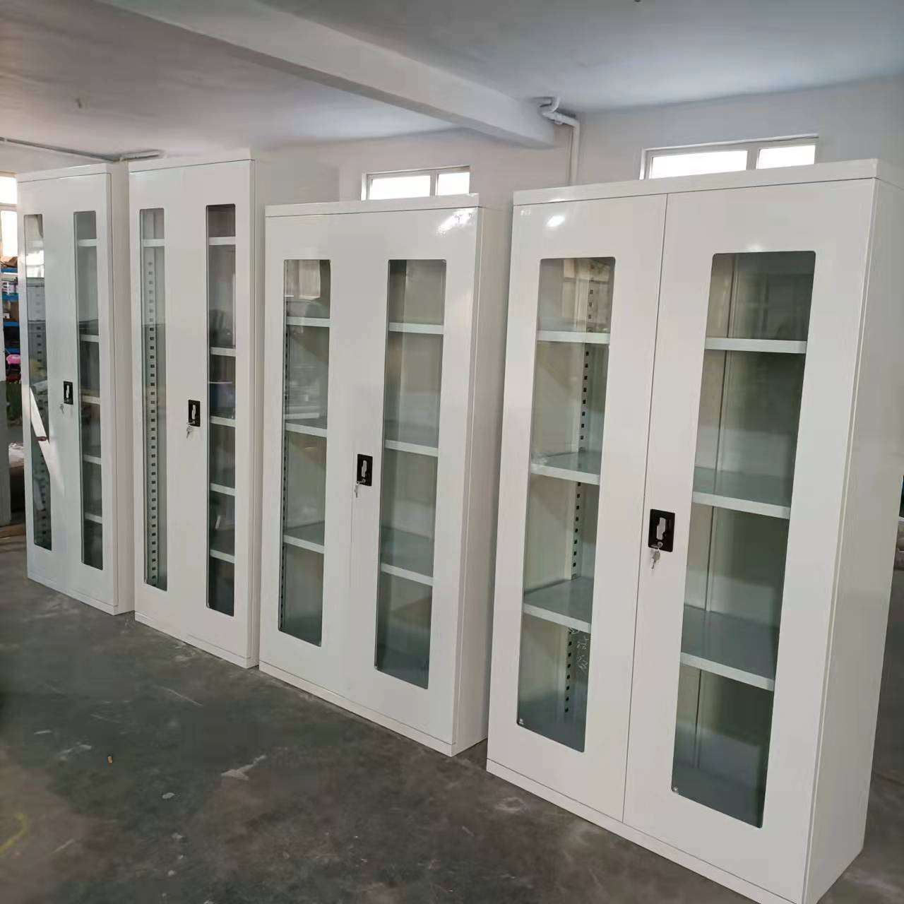 实验室玻璃门仪器柜冷轧钢重型展示柜双开门多层工具柜重型储物柜