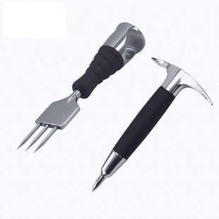 不锈钢黑胶手柄三叉单针冰锥酒吧凿冰破冰锥碎冰锤现货跨境