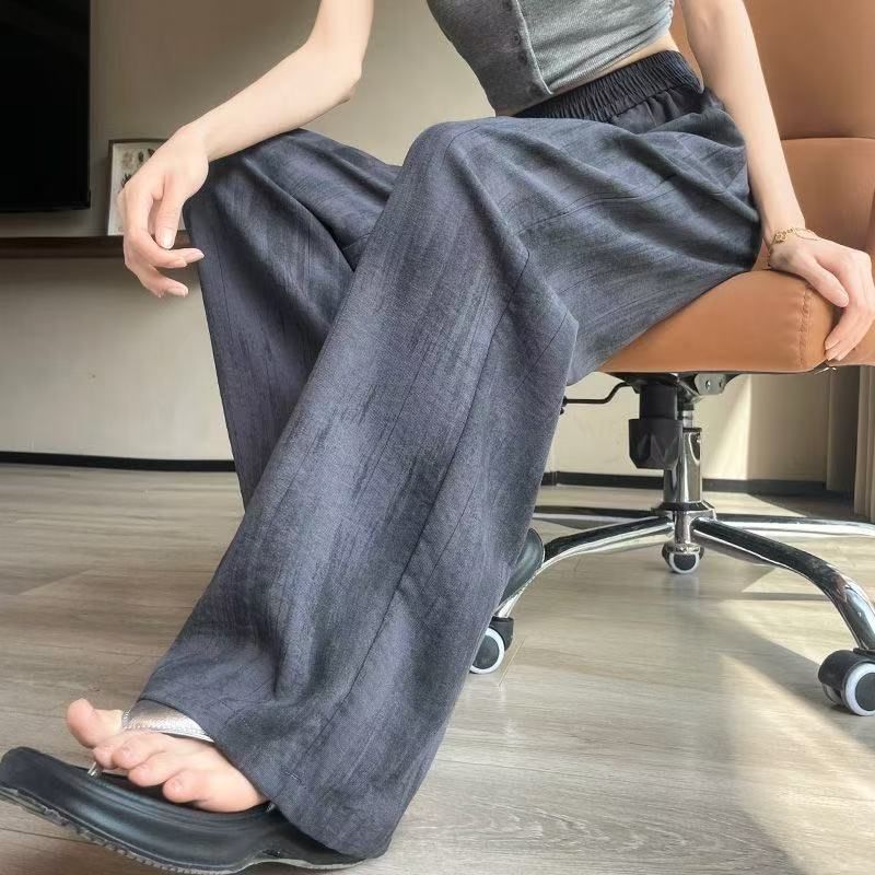 夏天窄版阔腿裤女夏季薄款新款防晒休闲百搭垂感扎染裤子直筒裤女