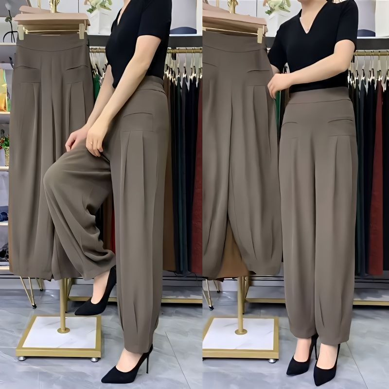 夏季高档灯笼裤女垂坠感大码百搭束脚九分哈伦裤女宽松中年萝卜裤