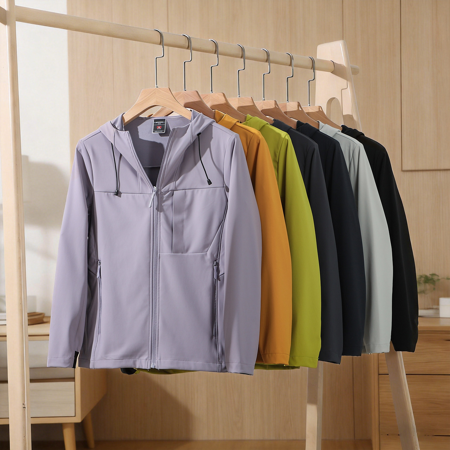 防风防泼水！四面弹力！春款男女情侣款户外纯色连帽休闲夹克外套