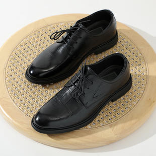 工厂尾货商务休闲低帮系带真皮皮鞋 外贸男鞋 线下500 头层牛皮