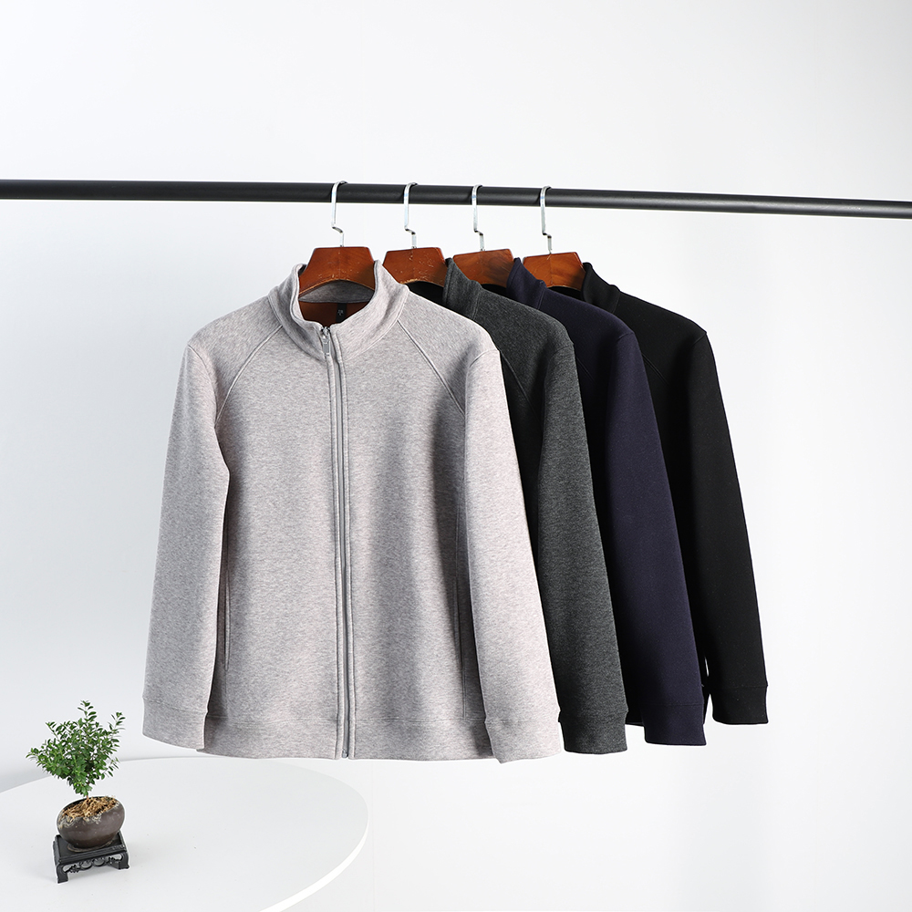 商务休闲立领针织开衫夹克外套男