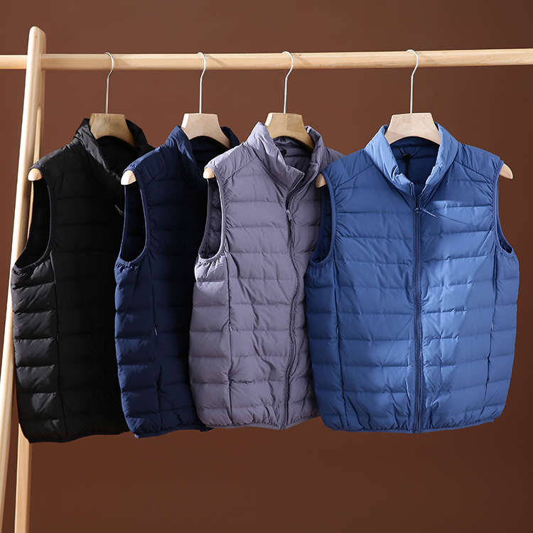 纯色立领休闲轻薄羽绒马甲背心男