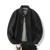 时尚 重工水洗 尾货秋款 外贸男装 翻领休闲牛仔夹克外套 刺绣工艺