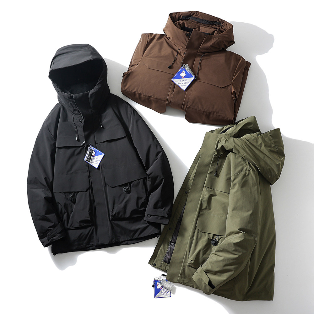 户外加厚保暖连帽工装羽绒服外套