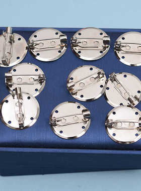 安全别针铜质圆盘底托胸针手工饰品DIY材料领结徽章胸花扣针配件