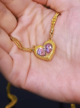 镶钻心形磁吸爱心项链