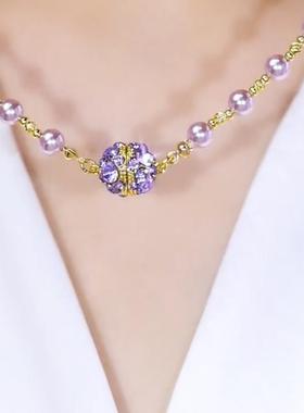 磁吸紫水晶有求必应吊坠项链女轻奢高级感锁骨链2024新款爆款