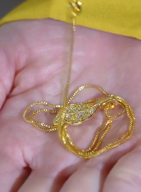 国潮金枝玉叶项链女镶钻树叶锁骨链轻奢高级感ins气质颈链不掉色