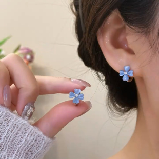 猫眼石四叶草耳钉女s925纯银气质简约小巧养耳洞耳环小众设计耳饰