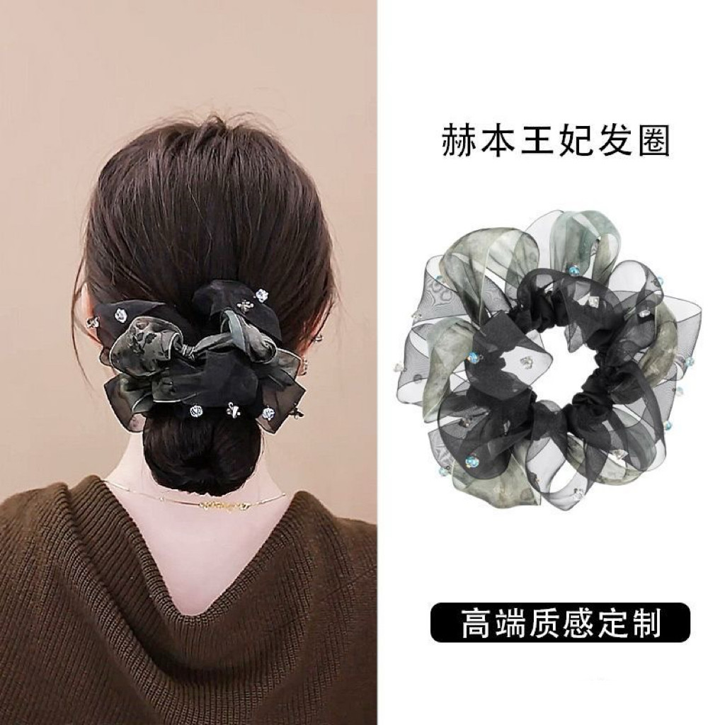 韩版娟纱头绳皮套大肠发圈马尾发绳女高级感气质妈妈盘头头花发饰