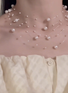 温柔白月光~ 跨年生日聚会多层珍珠项链锁骨链满天星晚礼服配饰