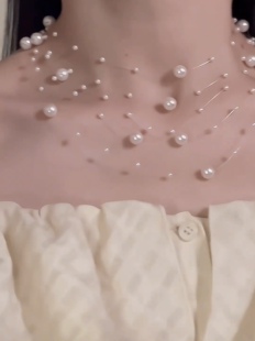 温柔白月光~ 跨年生日聚会多层珍珠项链锁骨链满天星晚礼服配饰