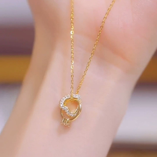 项链2022年新款女夏季轻奢小众一吻定情爱心戒指相扣锁骨链潮颈链