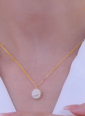 项链会旋转铜钛钢女锁骨链