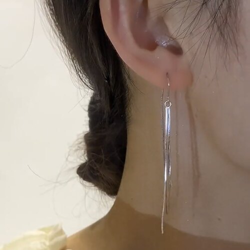气质长款水滴流苏耳线女
