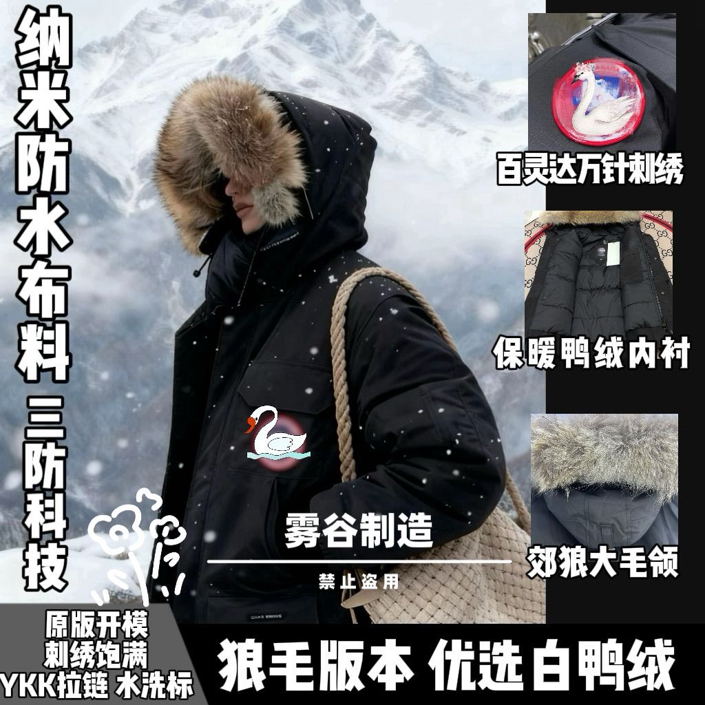 [高品质]2025新款背带款派克大衣工装加厚保暖防寒中长羽绒服08款