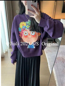 欧洲站秋季新款涂鸦女孩套头印花卫衣女韩版时尚百搭长袖圆领上衣