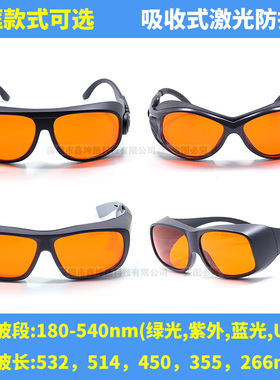 248nm266nm355nm532nm激光防护眼镜可阻挡绿光紫外光蓝光护目镜