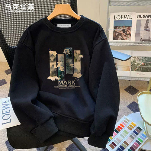 马克华菲重磅圆领卫衣男