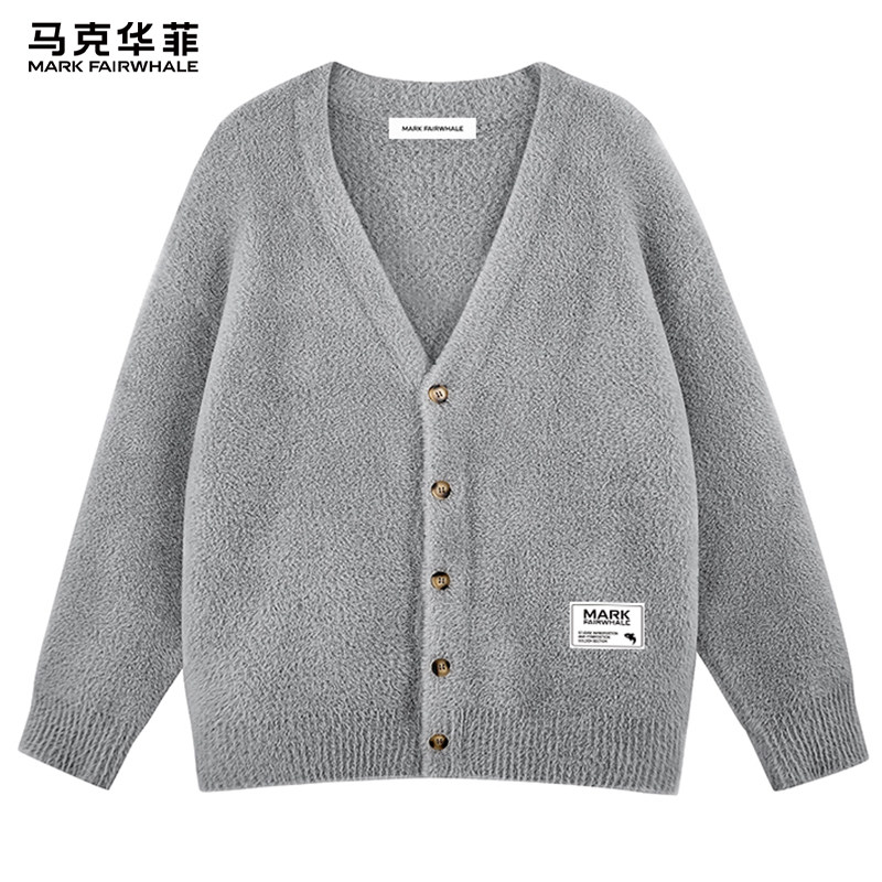 马克华菲纯色v领开衫毛衣男款