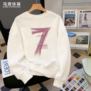 潮牌圆领卫衣男款 重磅美式 春秋季 男士 上衣服 2026新款 马克华菲美式