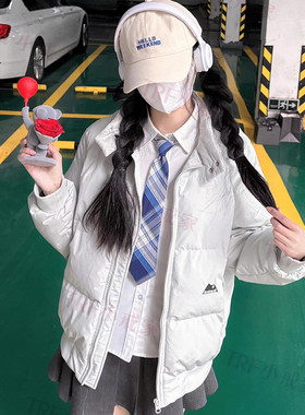 丝绵短款韩系宽松立领棉服外套