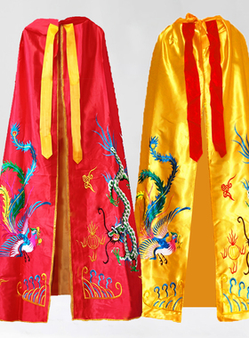 龙凤刺绣红色披袍黄色披风神像