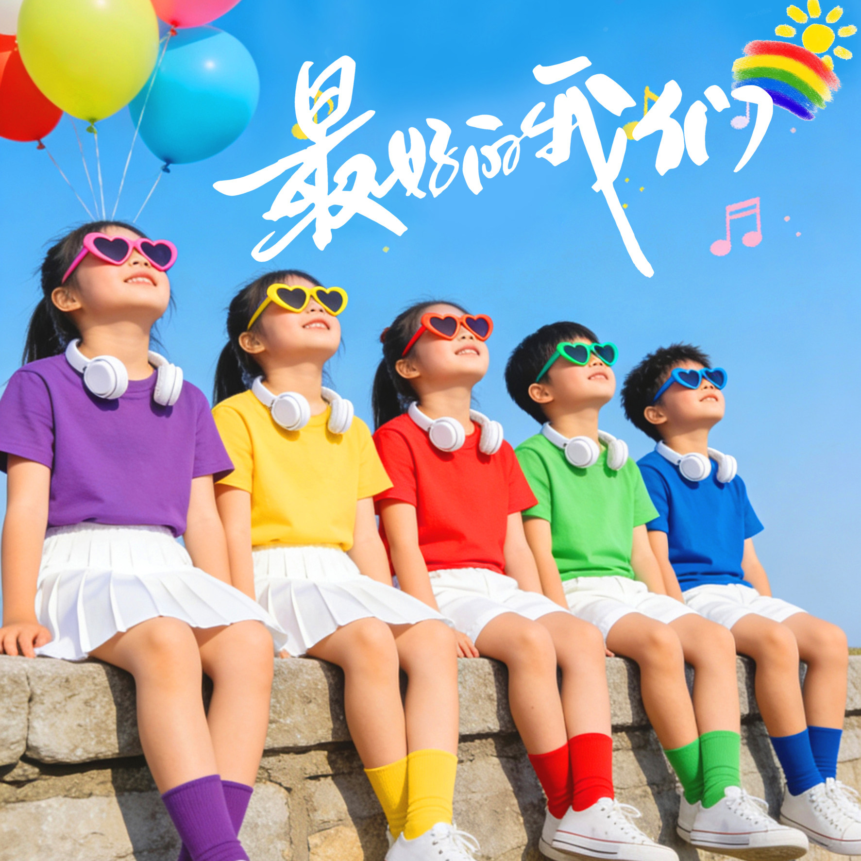 儿童多巴胺彩色t恤小学生糖果色表演出运动会班服幼儿园亲子套装
