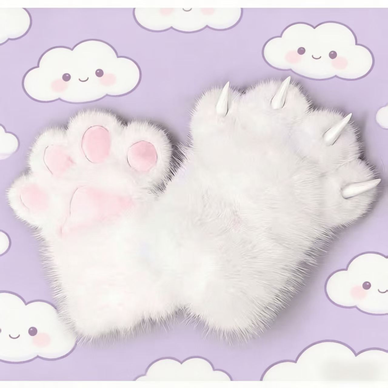 超萌卡通毛绒猫爪手套带指甲吱吱叫cosplay漫展道具猫娘兽装爪子