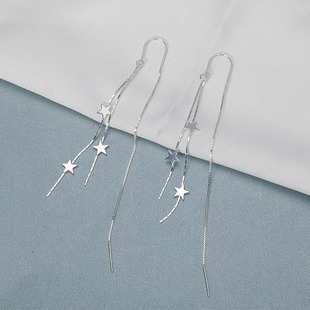 s925純銀星星耳線長(zhǎng)款 甜美氣質(zhì)耳鏈百搭 潮優(yōu)雅時(shí)尚 流蘇耳環(huán)女新款