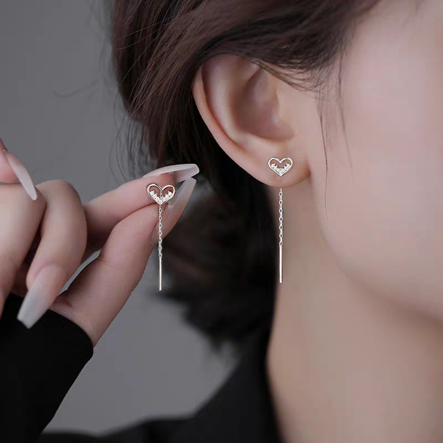 2024新款閃鉆小眾高級流蘇耳飾