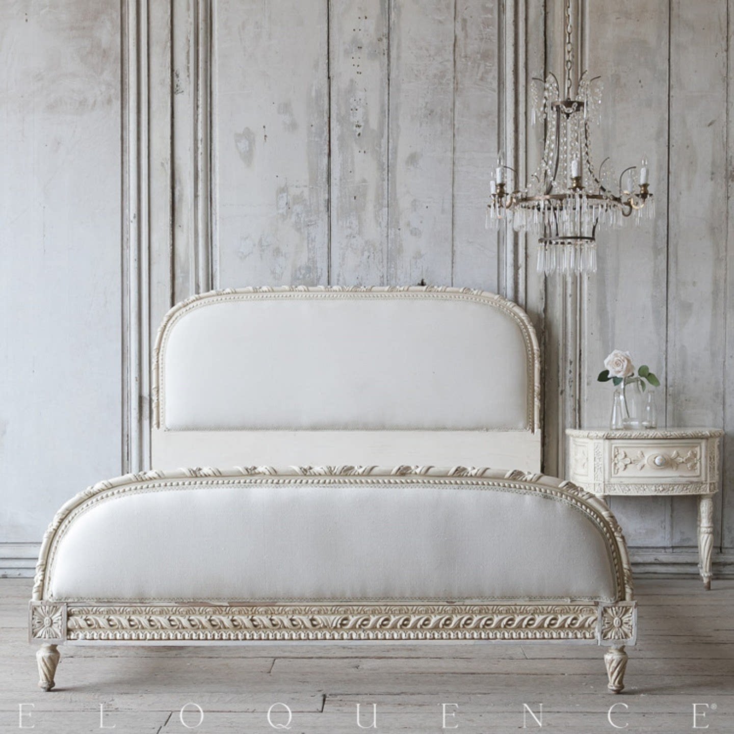 美式乡村复古实木雕花床法式仿古雕刻软包布艺床卧室1.8米双人床