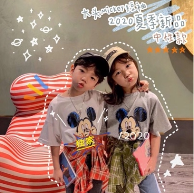 小资范童装男女童卡通印花t恤 2020春夏新款儿童棉上衣透气洋气